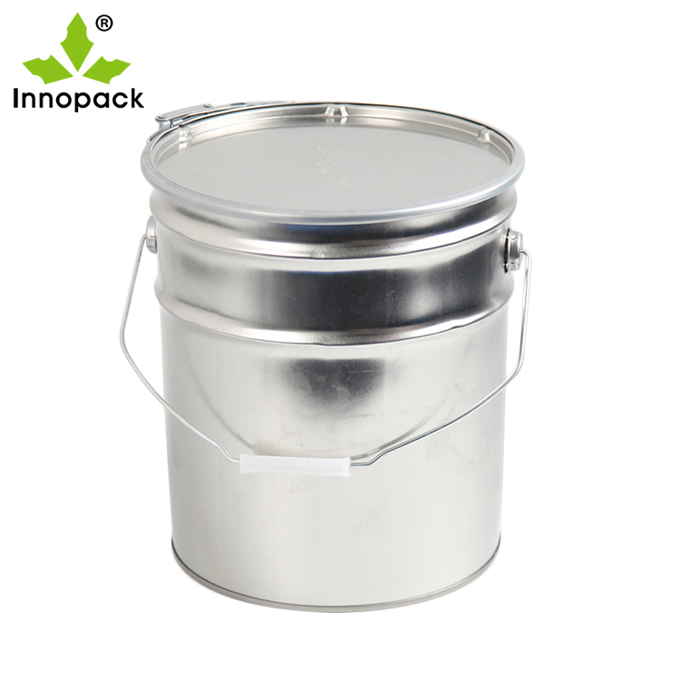 5 Gallon Metal Buckets Tin Pail with Flat Lid