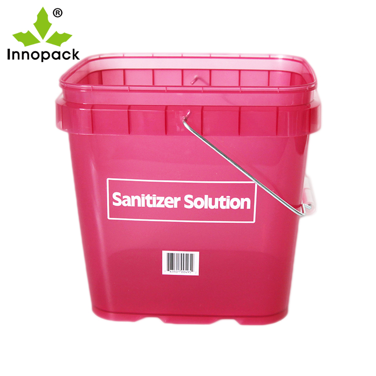 5 Gallon 20L Square Red Pail Food Grade Pp Large Plastic Buckets With Lid